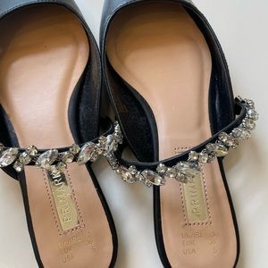 Black slides with jewel trim